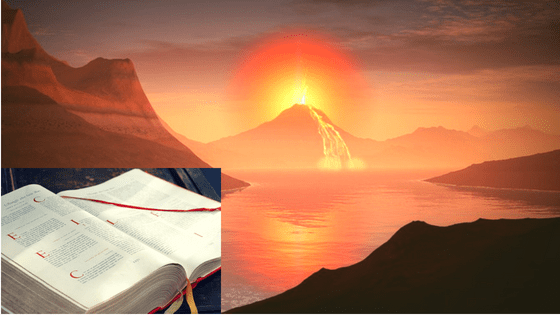 Volcan, Couleur orange et rose, Bible